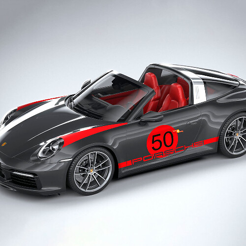 Heritage Design Seitenstreifen Vinylaufkleber für Porsche 911 Targa 4S_1