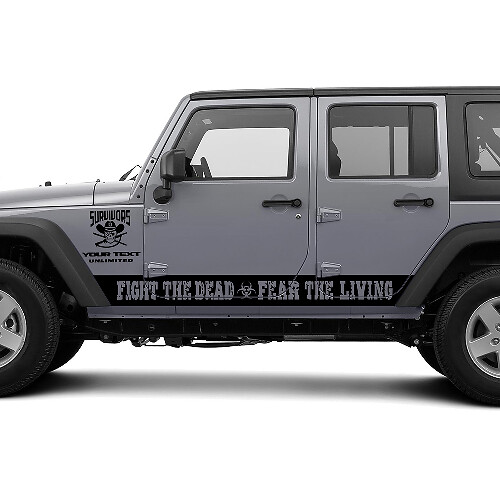 Kämpfe gegen die Toten Fürchte die Lebenden Seitenstreifen Vinylaufkleber für Jeep Wrangler Rubicon