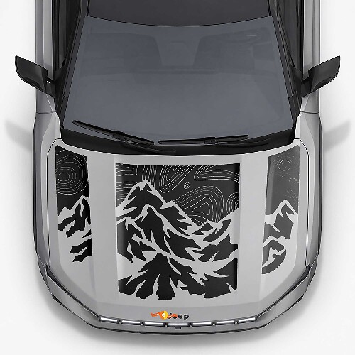 Mountain Topographischer Stil Motorhaubenstreifen Vinyl-Aufkleber für Jeep Compass 2026