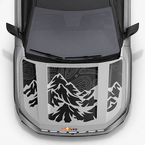 Mountain Topographischer Stil Motorhaubenstreifen Vinyl-Aufkleber für Jeep Compass 2026