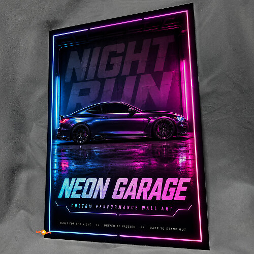 Neon Garage Performance Glänzendes Acryl-Wandkunst-Panel