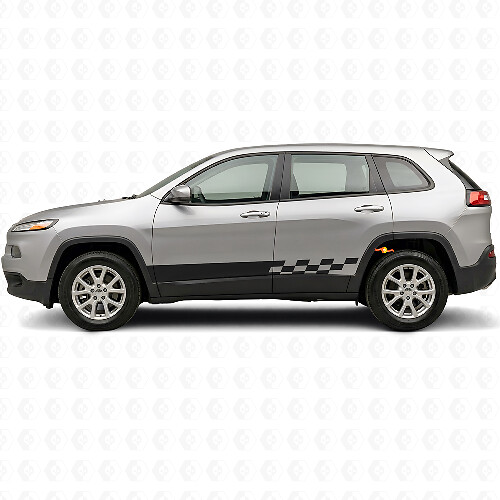 Schachbrett-Streifen Seiten-Vinyl-Aufkleber für Jeep Cherokee KL 2013-2023