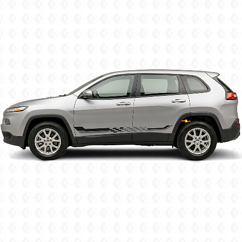 Karierte Flaggen Seitenstreifen Vinyl Aufkleber für Jeep Cherokee KL 2013-2023_1