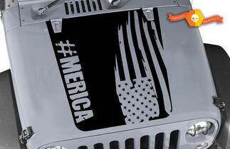 Amerika-Motorhaubenaufkleber Distressed Flag Aufkleber CJ YJ TJ JK Vinyl-Aufkleber