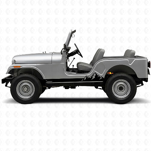 Mountains Dünne Streifen Seiten-Vinylaufkleber für Jeep CJ-5 1955-1983_1