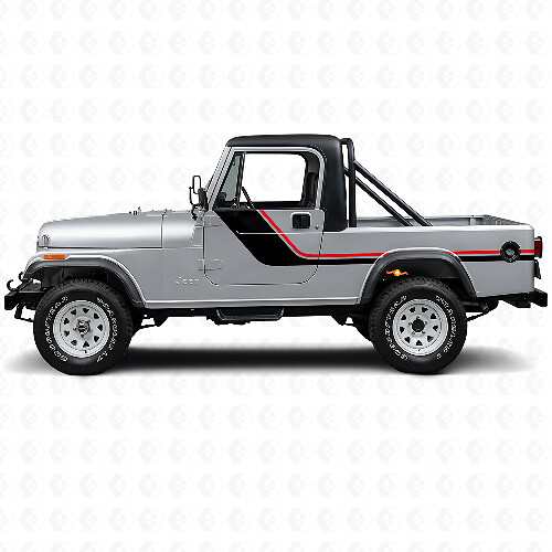 Seitliche Vinyl-Aufkleber mit Zwillingsstreifen für Jeep CJ-8 Scrambler 1981-1986_1