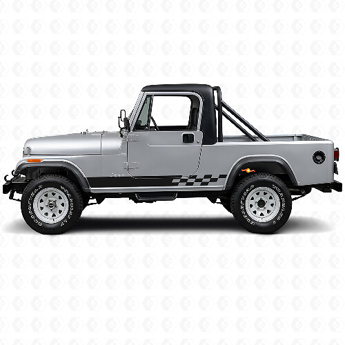 Kariertes Seitenstreifen-Vinylaufkleber für Jeep CJ-8 Scrambler 1981-1986_1