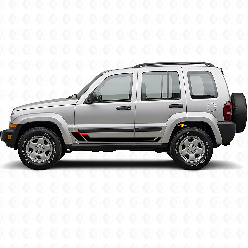 Zwillingsstreifen Schweller Vinylaufkleber für Jeep Liberty 2002-2012