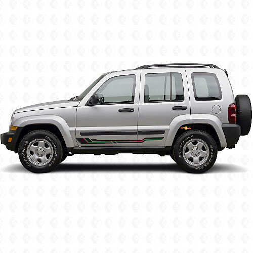 Vinyl-Aufkleber für Schweller mit geschwungenen Linien für Jeep Liberty 2002-2012