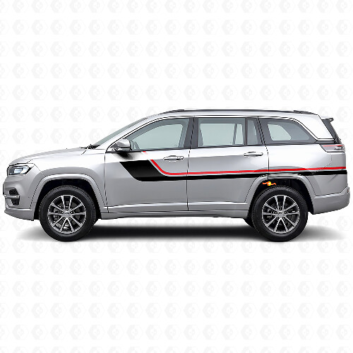 Doppelte Streifen Seiten-Vinylaufkleber für Jeep Commander Meridian 2021+