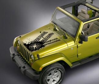 Jeep Wrangler Kompass Reifenspuren Motorhaube Aufkleber Aufkleber