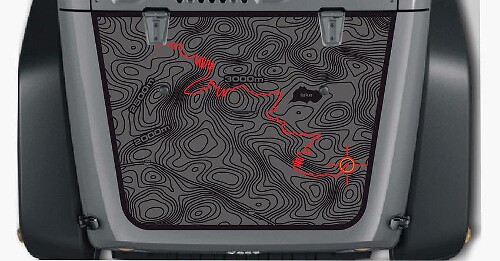 Topografische Karte Hauben-Vinylaufkleber für Jeep Wrangler TJ LJ JK Unlimited