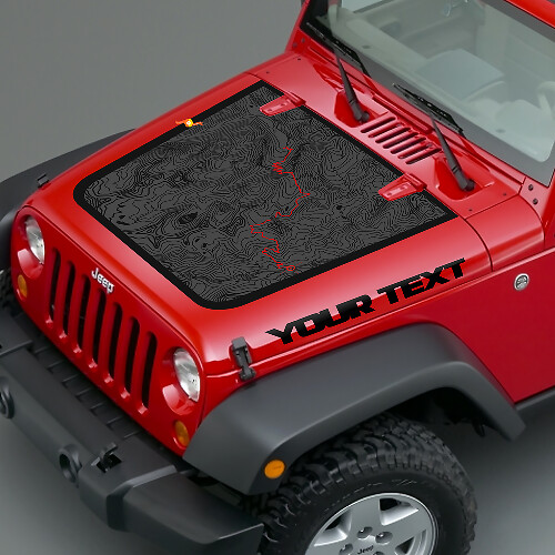 Topographischer Kartenstil Hauben-Vinylaufkleber für Jeep Wrangler TJ LJ JK Unlimited
