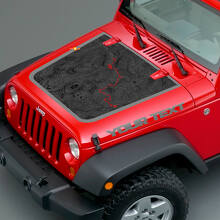 Topografische Karte & individuelles Text Motorhauben-Vinylaufkleber für Jeep Wrangler_3
