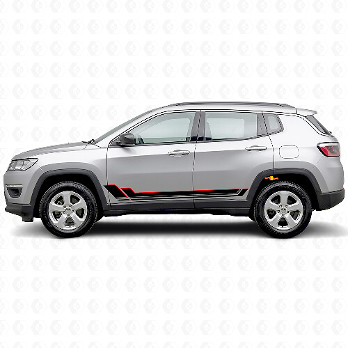 Zwillingsstreifen Seitenschweller Vinyl-Aufkleber für Jeep Compass 2016+_1