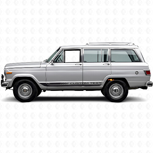 Karierte geschwungene Seitenstreifen Vinylaufkleber für Jeep Wagoneer 1963-1991_1
