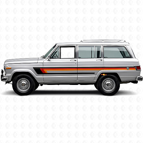Vinyl-Aufkleber mit Dreifachstreifen für die Türseite des Jeep Wagoneer 1963-1991_1