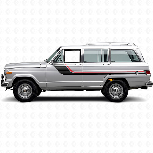 Seitliche Vinylaufkleber mit Doppelstreifen für Jeep Wagoneer 1963-1991_1
