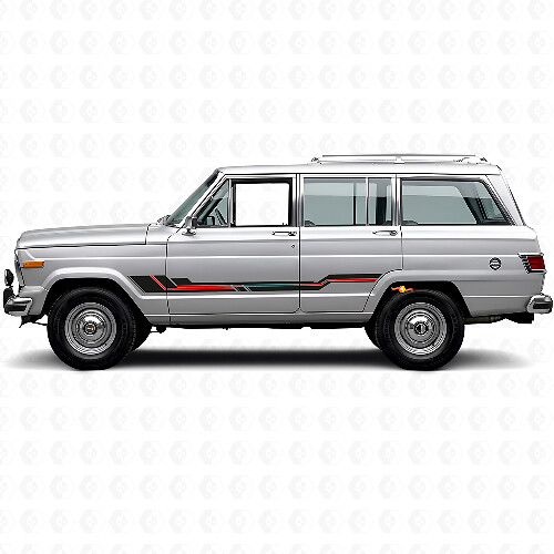 Vinyl-Aufkleber mit geschwungenen Linien für die Seitenverkleidung des Jeep Wagoneer 1963-1991_1