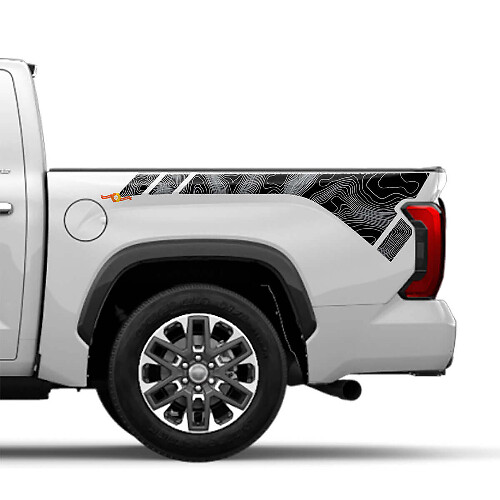 Topografischer Stil Heckseiten-Vinylaufkleber für Toyota Tundra 2022+