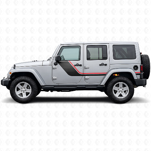 Zweistreifige Seiten-Vinylaufkleber für Jeep Wrangler JK 2007-2018_1
