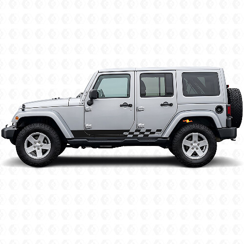 Schachbrett-Streifen Seiten-Vinylaufkleber für Jeep Wrangler JK 2007-2018_1
