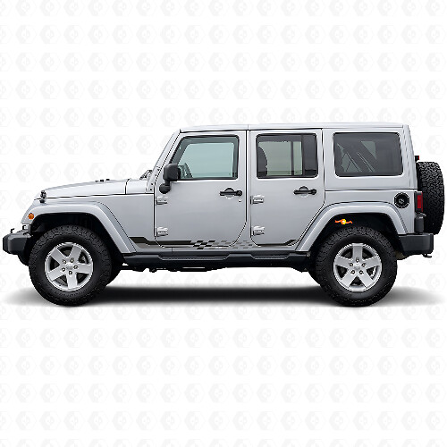 Schachbrettflaggen-Seitenstreifen Vinylaufkleber für Jeep Wrangler JK 2007-2018