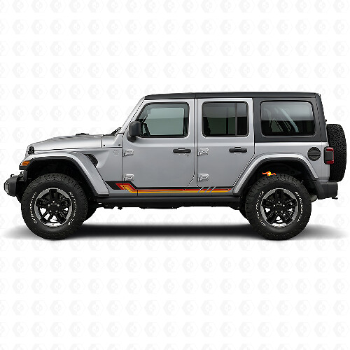 Vinyl-Aufkleber mit Vintage-Streifen im Seitenbereich für Jeep Wrangler JL 2018+_1
