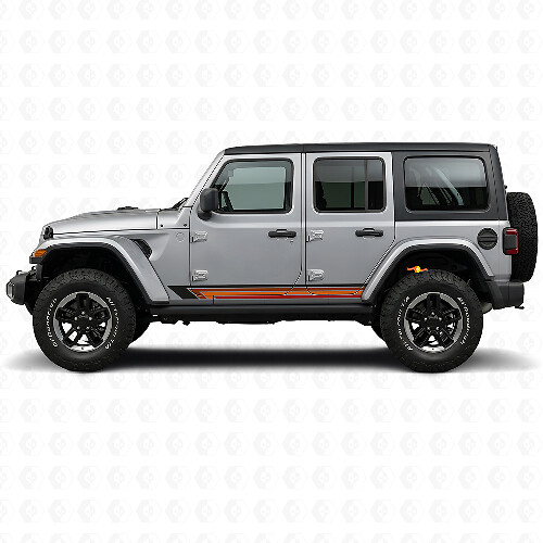 Vintage Gerade Streifen Seiten Vinyl Aufkleber für Jeep Wrangler JL 2018+