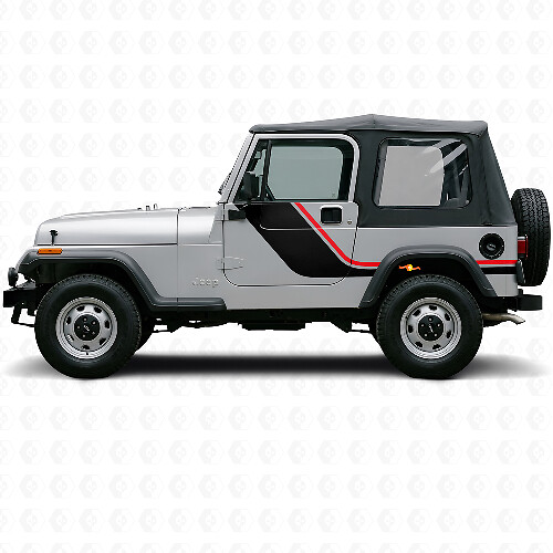 Doppelstreifen Seiten-Vinylaufkleber für Jeep Wrangler YJ 1987-1995_1