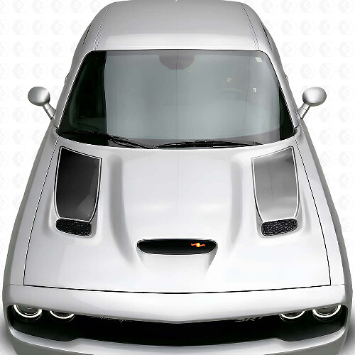 Blackout Umrissstreifen Motorhaubenbelüftung Einsat Vinyl-Aufkleber-Kit für Dodge Challenger 2015+_1