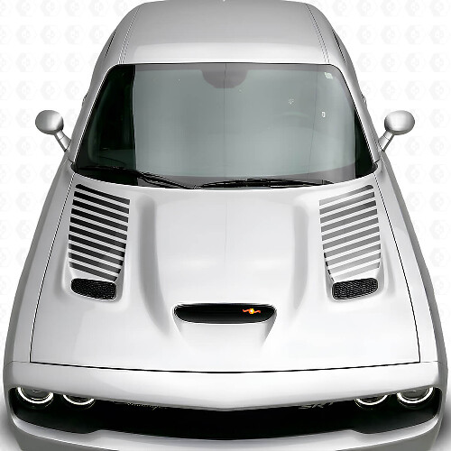 Gestreiftes Haubenlüftungseinsatz Vinyl-Aufkleber-Kit für Dodge Challenger 2015+_1