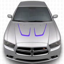 Twin Cambered Haubenstreifen Vinyl Aufkleber Set 2 für Dodge Charger 2011-2014_2