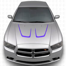 Doppel-Kammern Motorhauben-Streifen Vinyl-Aufkleber Kit 3 für Dodge Charger 2011-2014_2