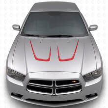 Doppel-Kammern Motorhauben-Streifen Vinyl-Aufkleber Kit 3 für Dodge Charger 2011-2014_3