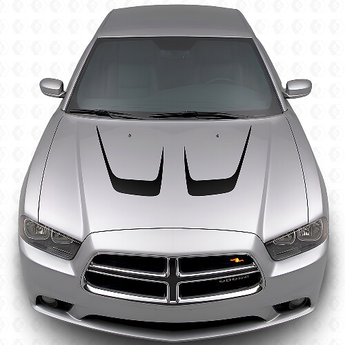 Vinyl-Aufkleber-Set mit doppelt gebogenen Motorhaubenstreifen für Dodge Charger 2011-2014_1