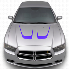 Vinyl-Aufkleber-Set mit doppelt gebogenen Motorhaubenstreifen für Dodge Charger 2011-2014_2