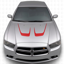 Vinyl-Aufkleber-Set mit doppelt gebogenen Motorhaubenstreifen für Dodge Charger 2011-2014_3