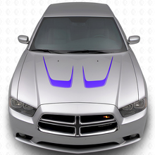 Doppelt geschwungene Motorhaubenstreifen Vinylaufkleber für Dodge Charger 2011-2014_2
