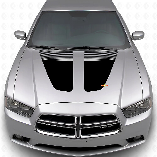 Doppelte Motorhauben-Streifen Vinyl-Aufkleber für Dodge Charger 2011-2014_1