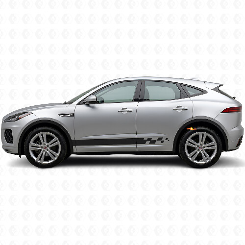 Schachbrett-Seitenstreifen Vinyl-Aufkleber-Set für Jaguar E-Pace 2017-2022