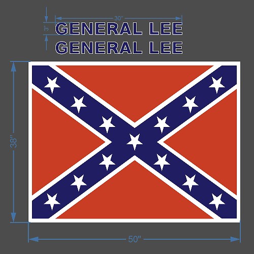 General Lee Flagge und Buchstaben Vinyl-Aufkleber Sticker