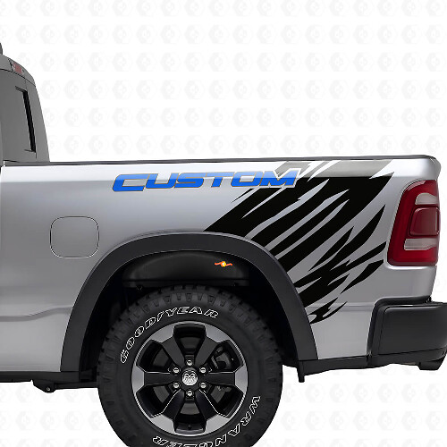 Custom Lettering Grunge Stil Vinyl-Aufkleber Set für die hintere Seite des Dodge Ram_1