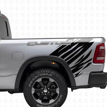 Custom Lettering Grunge Stil Vinyl-Aufkleber Set für die hintere Seite des Dodge Ram_3