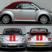 Dünen-Stil Doppelte Streifen Motorhaube Kofferraum Seiten Vinyl Aufkleber Set für Volkswagen Käfer Cabriolet_2