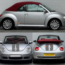 Dünen-Stil Doppelte Streifen Motorhaube Kofferraum Seiten Vinyl Aufkleber Set für Volkswagen Käfer Cabriolet_3