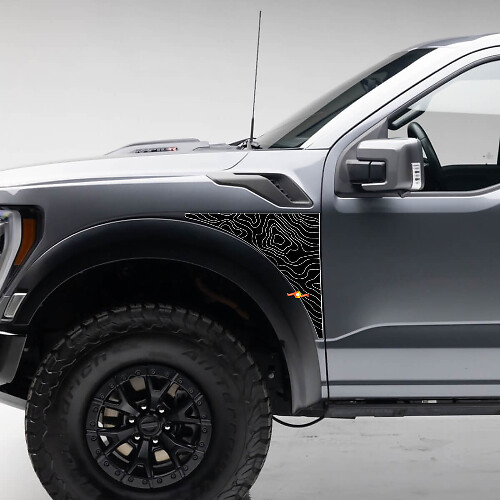 Topografische Karte Kotflügel vorne Vinyl-Aufkleber Set für Musclecar Truck 2023_1