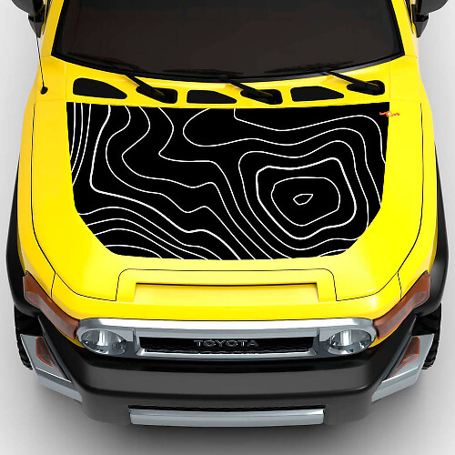 Topografische Karte Motorhauben- und Seiten-Vinylaufkleber-Set für Toyota FJ Cruiser_1