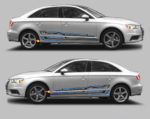 Techno Style Seitenstreifen Vinyl Aufkleber Set für Audi A3
