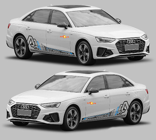 A4 Style Schwellerstreifen Vinyl-Aufkleber Set für Audi A4
